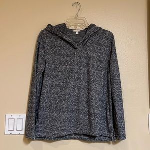 Gap women’s black white Marled long sleeve cotton blend hooded sweatshirt